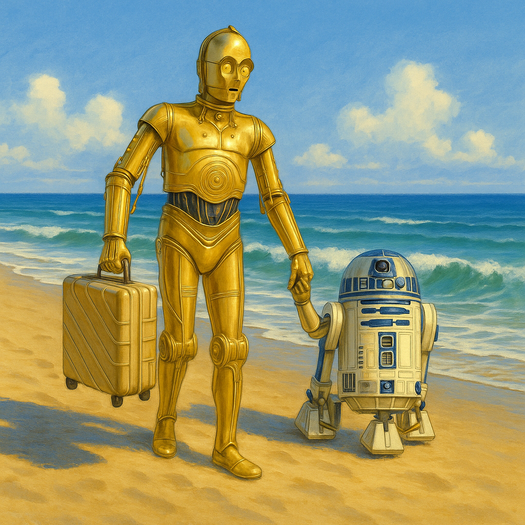 Roboty ze Star Wars na plaży